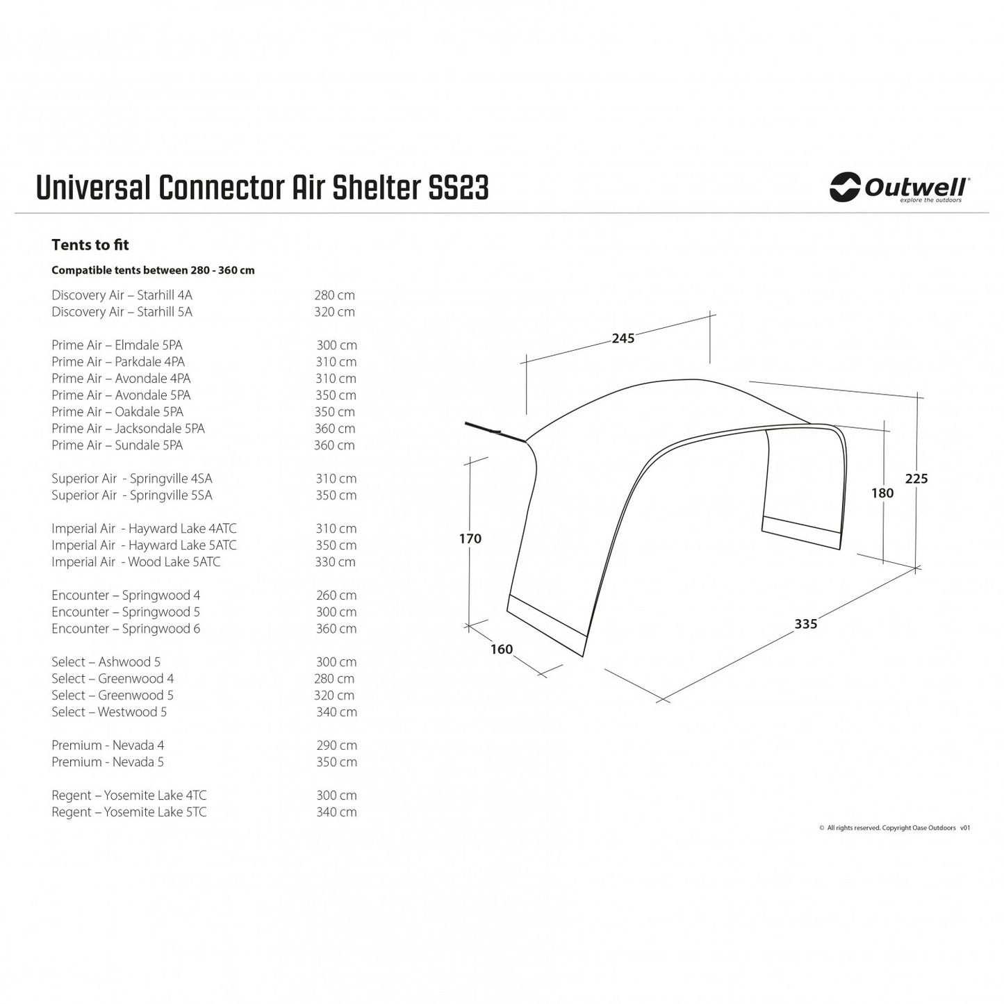 Outwell Universal Connector Air Shelter - Zelterweiterung
